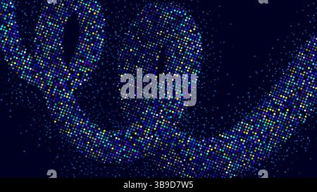 Composition of multicolored dots on a dark background.  Stock Vector