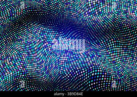 A swirling textured pattern of colorful dots on a dark background, creating an optical illusion. Stock Vector