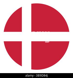 Flag of Denmark. Denmark flag. Denmark circle flag logo icon computer vector illustration design Stock Vector