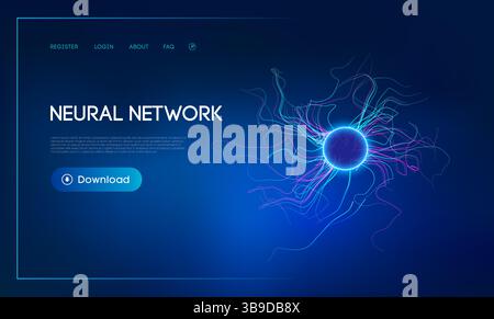 Neural Network and AI. Exploring Deep Neural Networks and Brain Connections, Artificial Intelligence with Convolutional Networks. Abstract Data Stock Vector