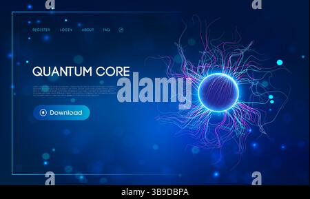 Quantum computing security and AI technology background. Exploring Quantum computing and brain technology mechanics. Edge Computing futuristic flow Stock Vector