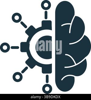 Gear and brain connecting, representing artificial intelligence and machine learning Stock Vector