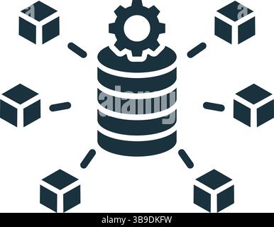 Data processing system managing multiple data blocks with gear icon Stock Vector