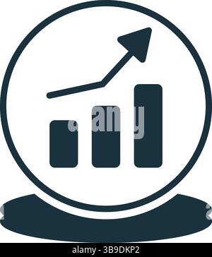 Growing bar graph chart representing increasing business success inside a circle icon Stock Vector