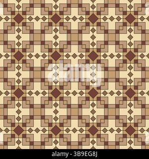 Geometric style design with squares and diamonds in a seamless repeat pattern  - Illustration Vector Stock Vector