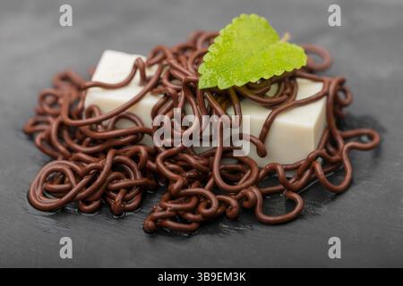 Chocolate spaghetti Stock Photo