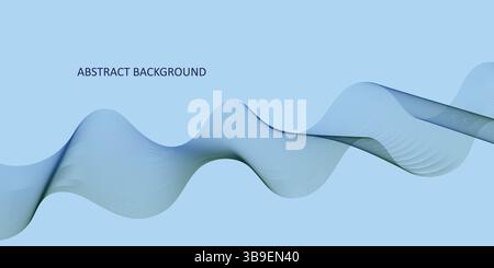 Light Blue Abstract 3D Wave Background with Modern Flow and Minimal Design Stock Vector