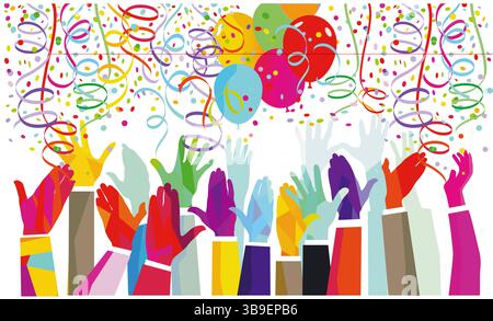 Celebration background with confetti, isolated Stock Photo