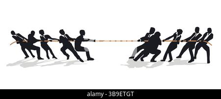 Tug of war. in a team, business concept illustration Stock Photo