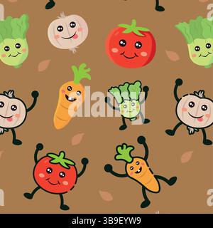 Funny vegetables cartoon mix. Vector illustration Stock Vector