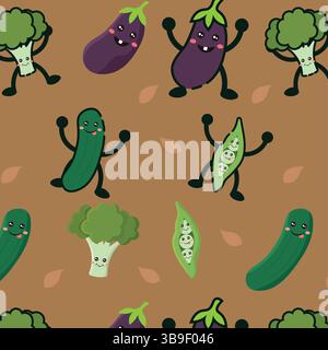 Funny vegetables cartoon mix. Vector illustration Stock Vector
