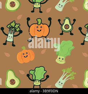 Funny vegetables cartoon mix. Vector illustration Stock Vector