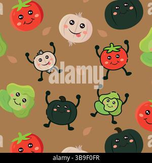 Funny vegetables cartoon mix. Vector illustration Stock Vector