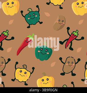 Funny vegetables cartoon mix. Vector illustration Stock Vector