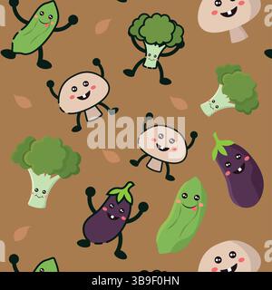 Funny vegetables cartoon mix. Vector illustration Stock Vector