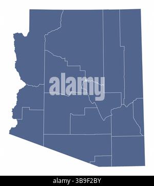 Arizona State, administrative map isolated on white background, USA Stock Vector