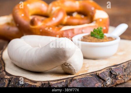 Pair of Bavarian white sausages Stock Photo