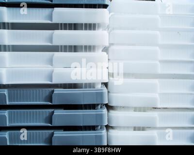 Stacked plastic containers Stock Photo