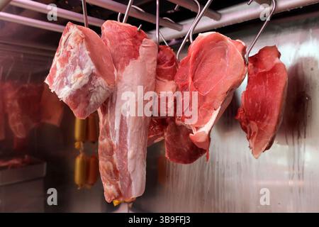 Meat in the refrigerator Stock Photo