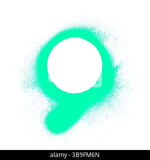 Green turquoise circle as stencil with border by green graffiti paint Stock Photo