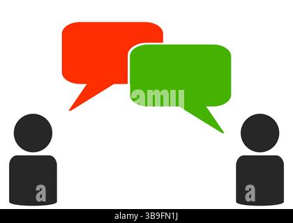 Two people and speech bubbles red green Stock Photo