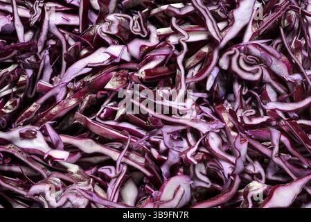 Red cabbage Blue cabbage freshly cut Stock Photo