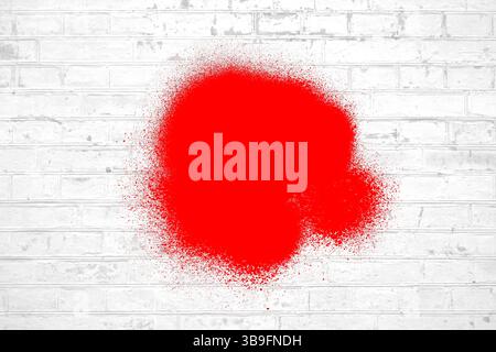 White brick wall and red graffiti with text space Stock Photo