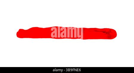 Red paint stripe with thick layer of paint Stock Photo