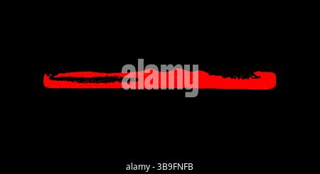 Messy red dividing line painted with a brush on black Stock Photo