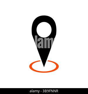 Location icon in black and red Stock Photo