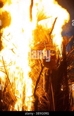 Holika Dahan, ritual bonfire and painting with colors on the evening ...