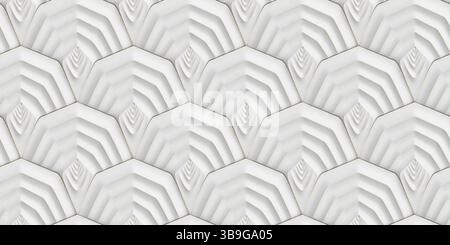 White prism pattern with a 3D depth effect creates an optical illusion of layered geometry. Ideal for backgrounds, design projects, and architectural Stock Photo