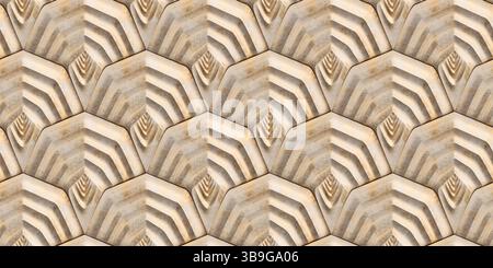 A geometric pattern featuring interlocking shield shapes and a layered 3D effect. This design creates a sense of depth and texture, ideal for creative Stock Photo