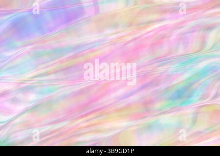 A vibrant abstract pattern featuring swirling pastel colors in a rainbow spectrum. The soft lines and blended hues create a soothing and ethereal visu Stock Photo