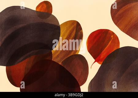 This artwork features smooth shapes in warm colors of brown, orange, and red, creating a dynamic and inviting abstract background. Stock Photo