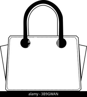 Minimalist Flat Sketch of a Structured Handbag with Rounded Double Handles – Fashion Accessory Illustration Stock Vector
