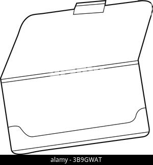 Minimalist Flat Sketch of an Open Envelope Clutch Bag – Fashion Accessory Illustration Stock Vector