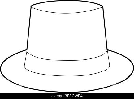 Minimalist Line Art of a Classic Wide Brim Fedora Hat – Fashion Accessory Icon Stock Vector