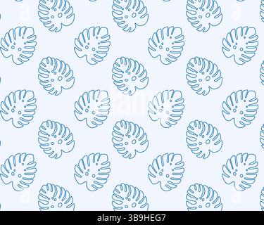 Monstera leaf pattern. Seamless vector illustration. Stock Vector
