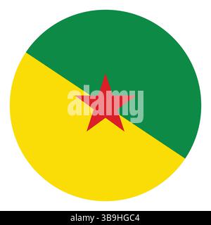 Flag of French Guiana. French Guiana circle flag logo icon computer vector illustration design Stock Vector