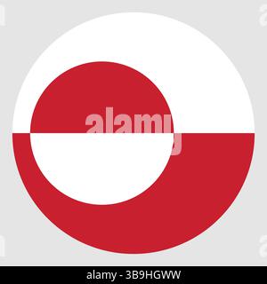 Flag of Greenland. Greenland circle flag logo icon computer vector illustration design Stock Vector