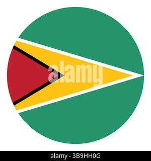 Flag of Guyana. Guyana circle flag logo icon computer vector illustration design Stock Vector