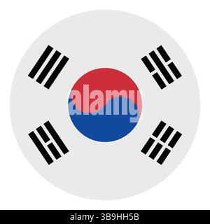 Flag of South Korea. South Korea circle flag logo icon computer vector illustration design Stock Vector