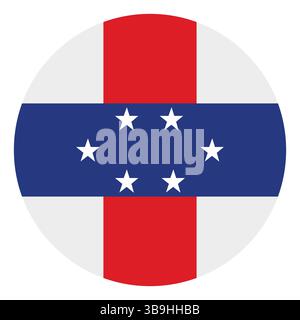 Flag of Netherlands Antilles. Netherlands Antilles circle flag logo icon computer vector illustration design Stock Vector