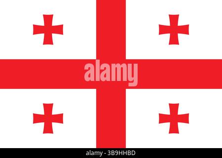 Flag of Georgia. Georgia flag official colors and proportion digital vector illustration. Stock Vector