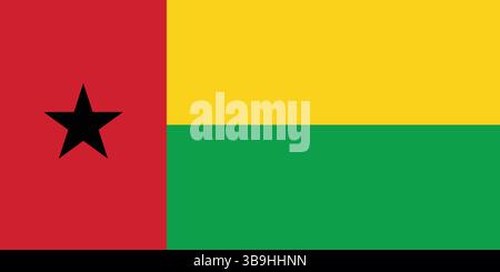 Flag of Guinea-Bissau. Guinea-Bissau flag official colors and proportion digital vector illustration. Stock Vector