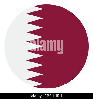 Flag of Qatar. Qatar circle flag logo icon computer vector illustration design Stock Vector