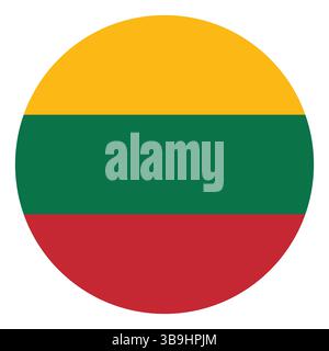 Flag of Lithuania. Lithuania circle flag logo icon computer vector illustration design. Stock Vector