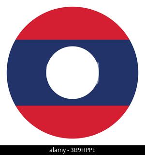 Flag of Laos. Laos circle flag logo icon computer vector illustration design. Stock Vector