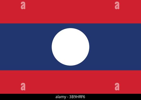 Flag of Laos. Laos flag official colors and proportion digital vector illustration. Stock Vector